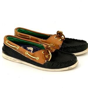 Milly for Sperry Navy Blue Brown Leather Boat Shoes